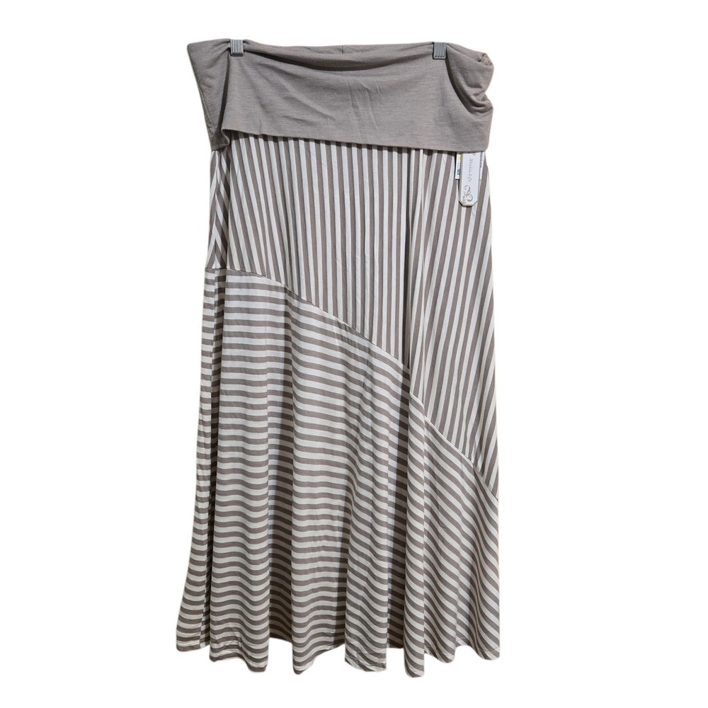 Khakis &‎ Co Women's Maxi Skirt Size Medium NWT Brown And Cream Striped